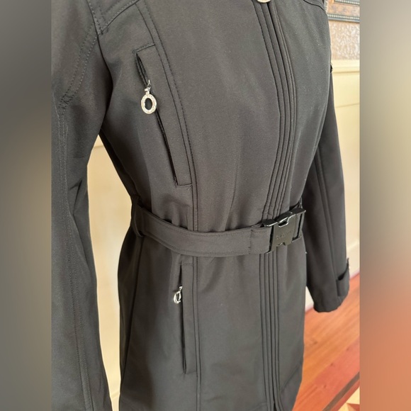 Calvin Klein Black Belted Trench Coat - Picture 5 of 15
